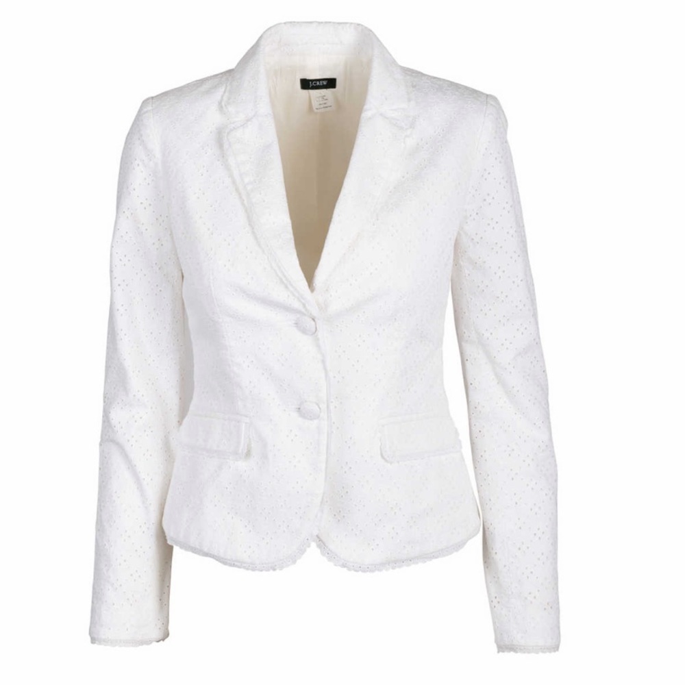 J Crew White Eyelet Embroidery  Blazer Size 0